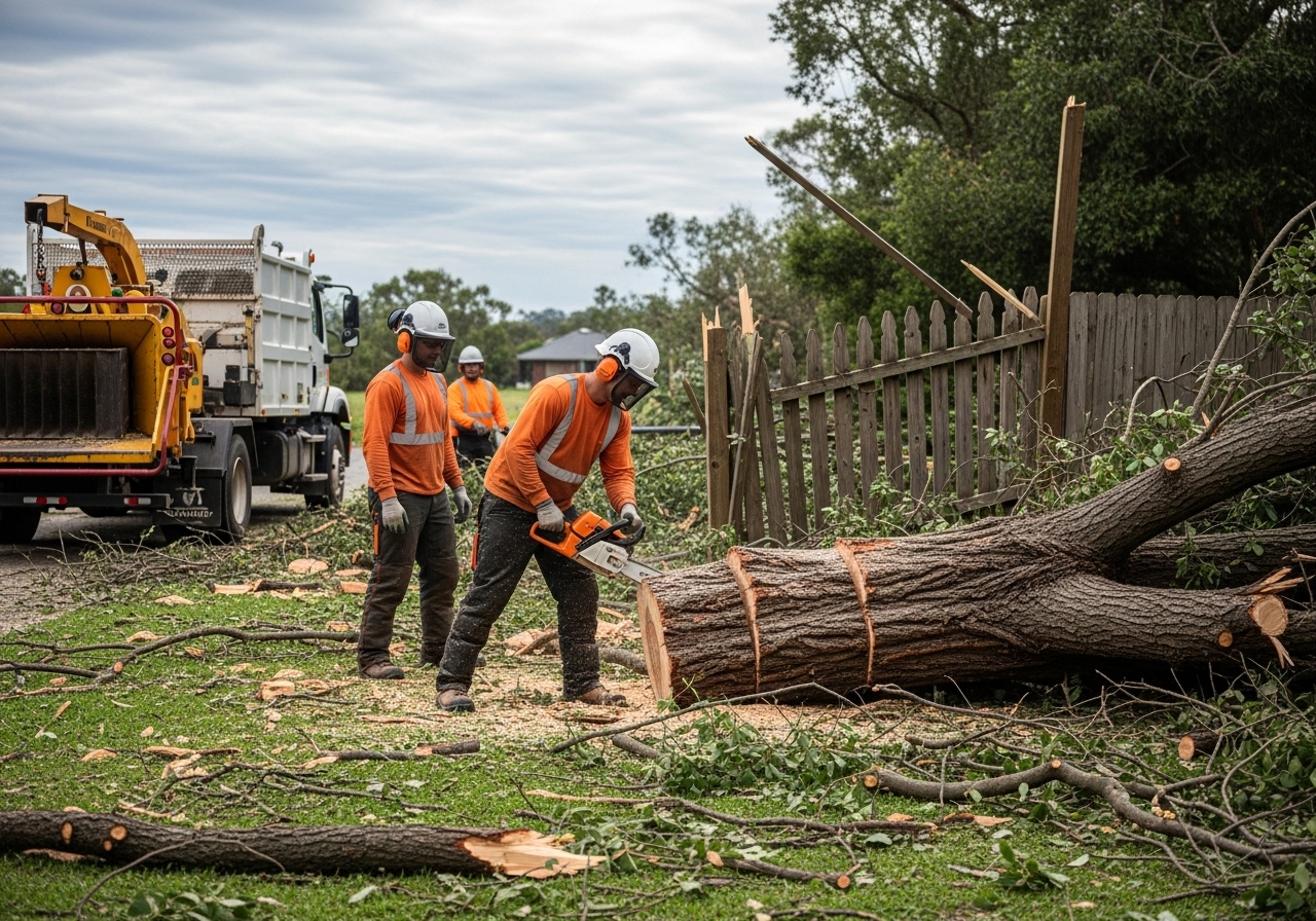Storm damage tree cleanup Nashville - professional tree removal crew